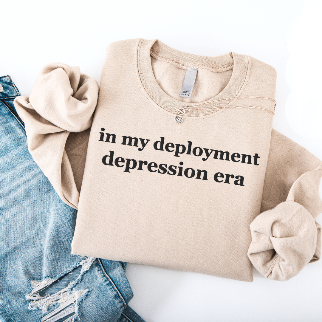 Depression Era Embroidered Crewneck Sand