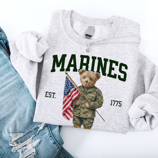 Patriotic Marines Bear Crewneck