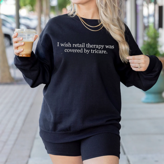 Retail Therapy Embroidered Crewneck