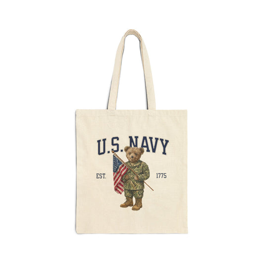 Patriotic Navy Bear Tote Bag