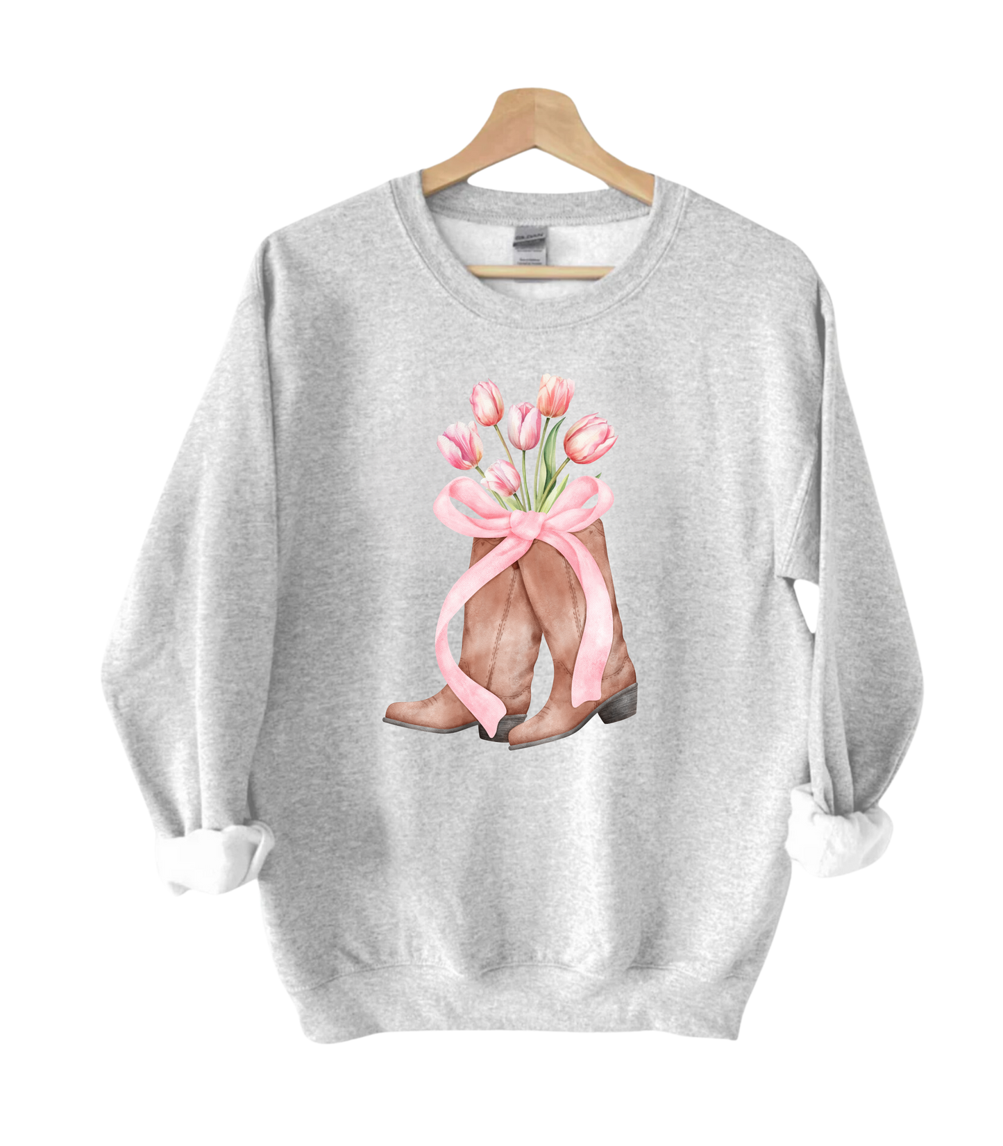 Pink Coquette Boots Crewneck