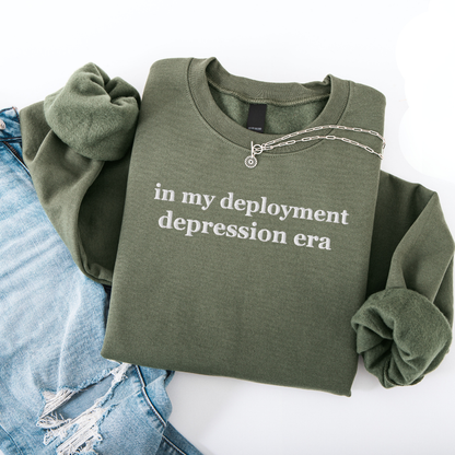 Depression Era Embroidered Crewneck Army