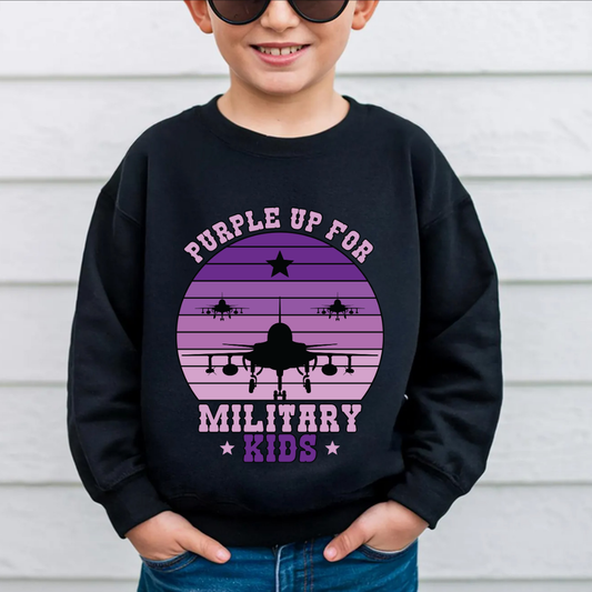Purple Up Airplane Youth Crewneck