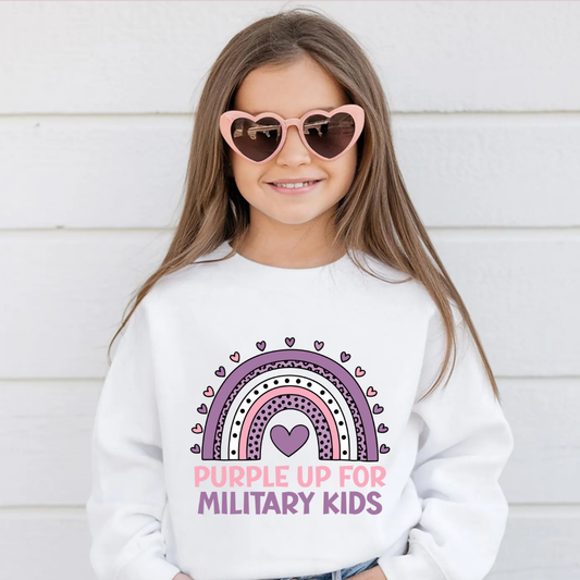 Purple Up Rainbow Youth Crewneck