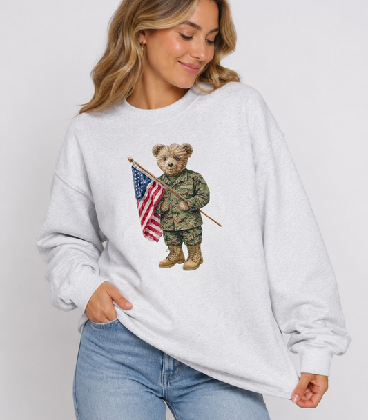 Woodland Camo Bear Crewneck