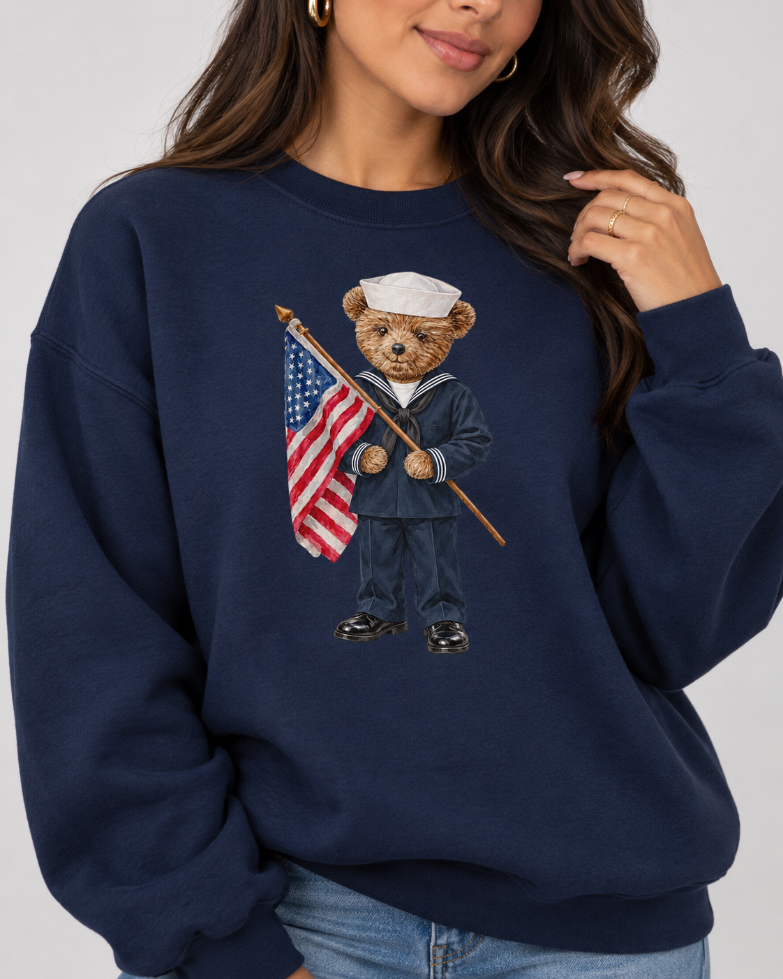 Navy Dress Bear Crewneck