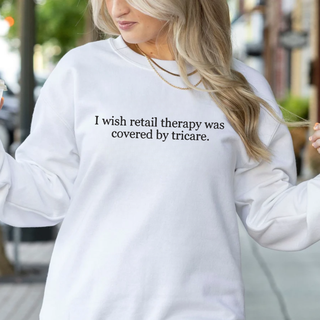 Retail Therapy Embroidered Crewneck