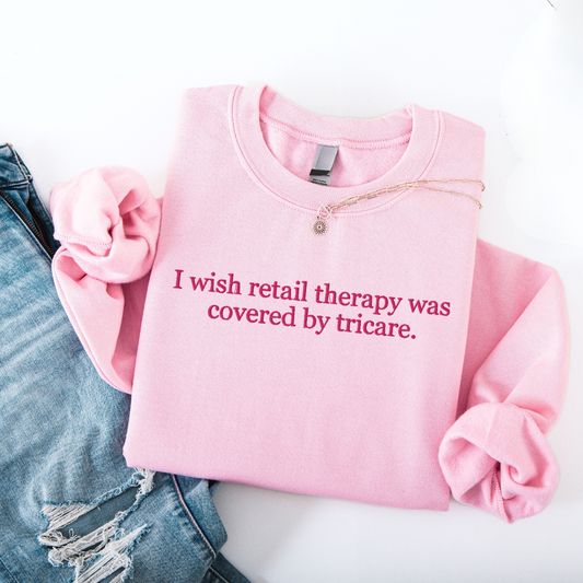 Retail Therapy Embroidered Crewneck