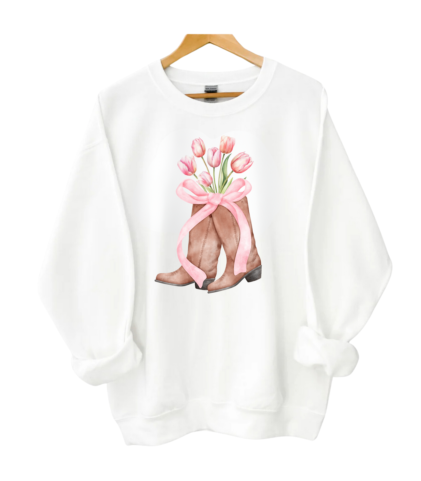 Pink Coquette Boots Crewneck