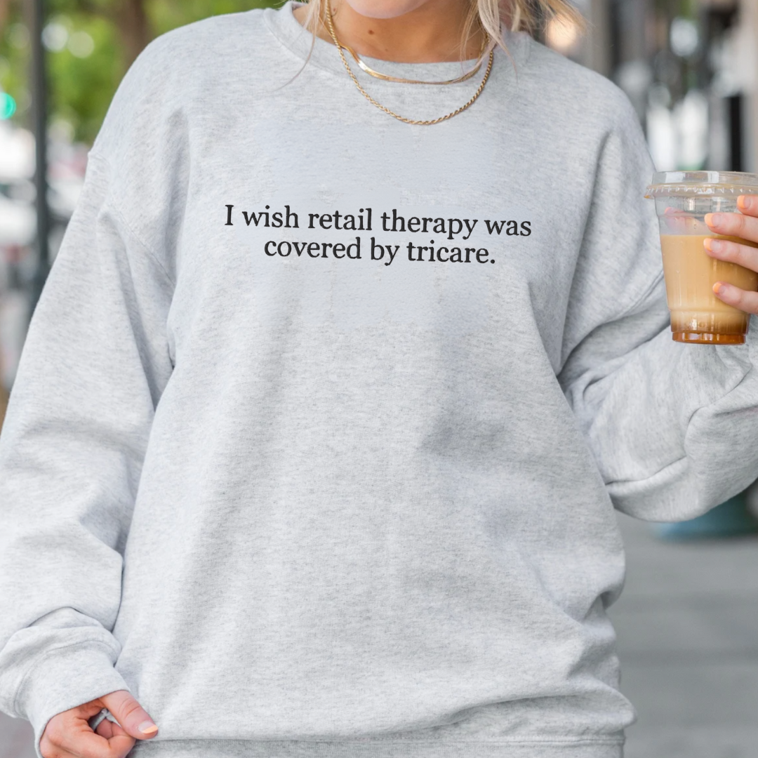Retail Therapy Embroidered Crewneck