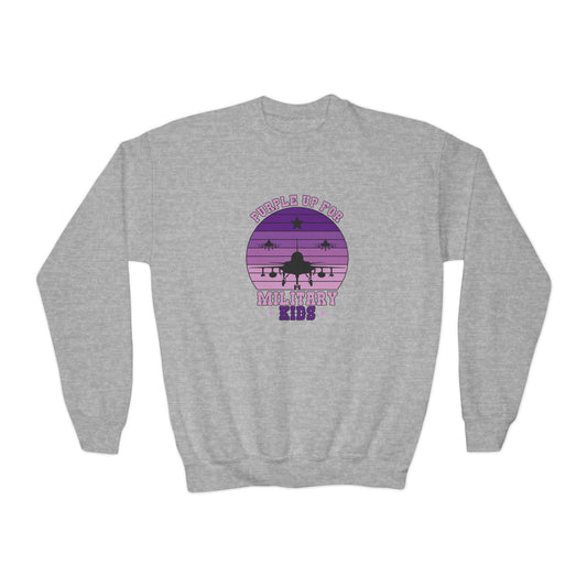 Purple Up Airplane Youth Crewneck