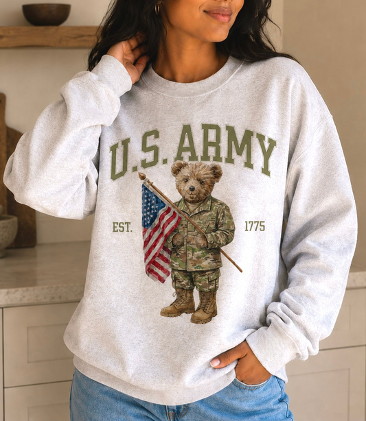 Patriotic Army Bear Crewneck