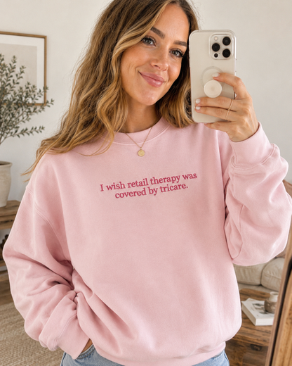 Retail Therapy Embroidered Crewneck