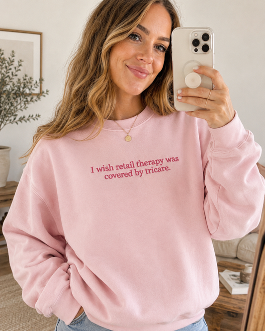 Retail Therapy Embroidered Crewneck