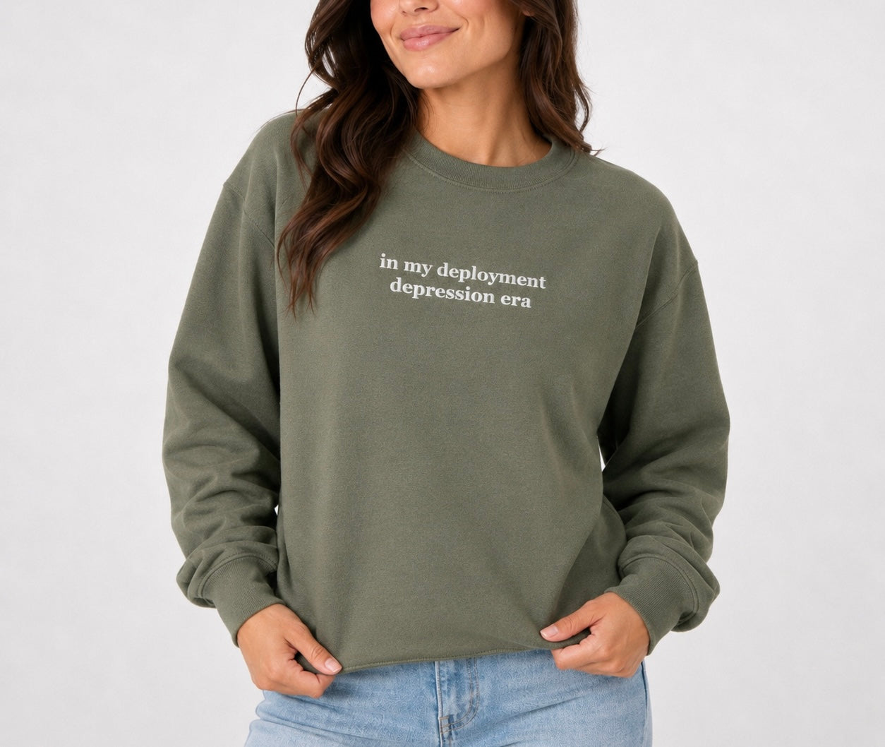 Depression Era Embroidered Crewneck Army