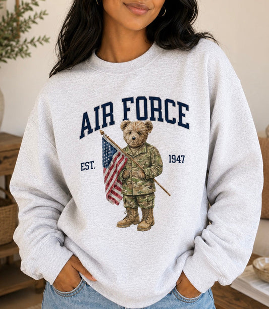 Patriotic Air Force Bear Crewneck