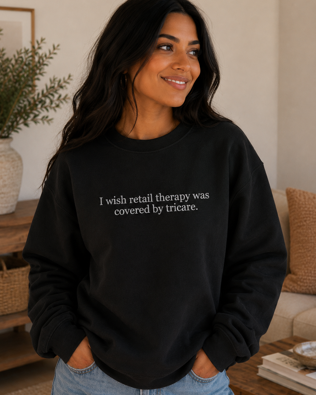 Retail Therapy Embroidered Crewneck
