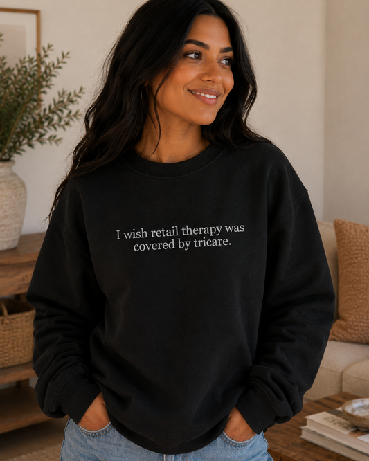 Retail Therapy Embroidered Crewneck