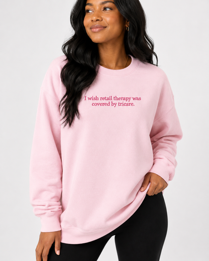 Retail Therapy Embroidered Crewneck