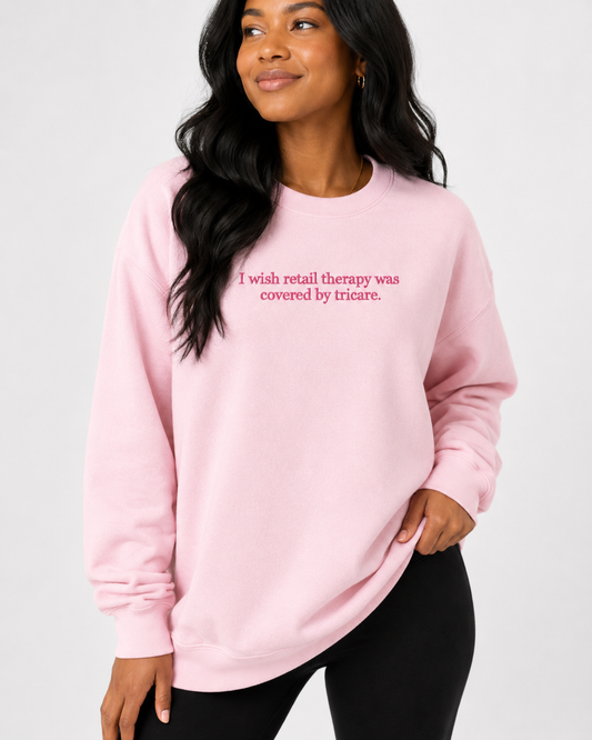 Retail Therapy Embroidered Crewneck