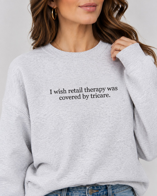 Retail Therapy Embroidered Crewneck