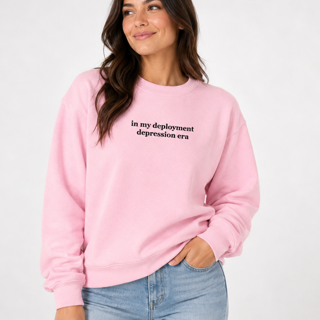 Depression Era Embroidered Crewneck Pink