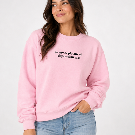 Depression Era Embroidered Crewneck Pink