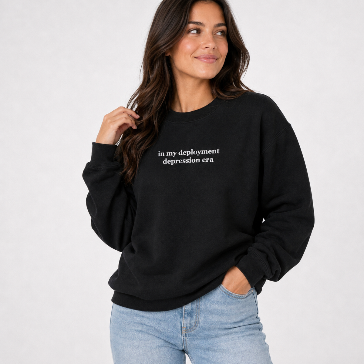 Depression Era Embroidered Crewneck Black