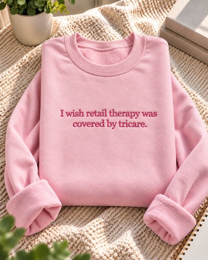 Retail Therapy Embroidered Crewneck